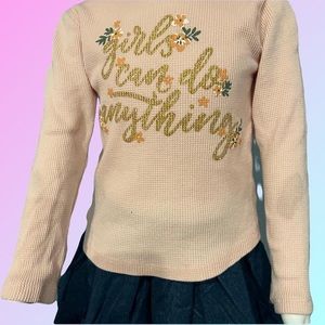 “Girls Can Do Anything” Waffle Knit Tshirt, Girls 6